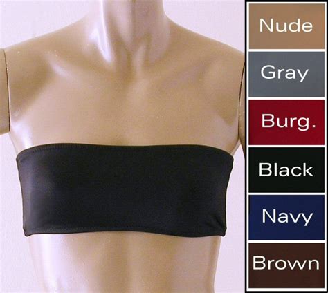 Bandeau Bikini Top In Black Navy Blue Brown Burgundy Nude And Gray In Custom Bra Sizes Etsy
