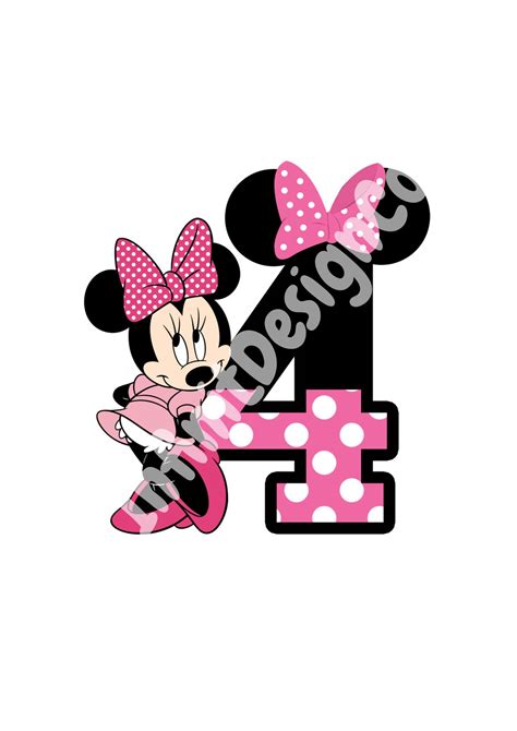 Printable Png Minnie Mouse 4th Birthday Digital Download Instant