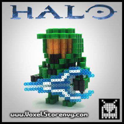 Master Chief 3d Voxel Perlerbead Halo 3d Perler Bead Perler Bead