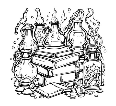 Premium Vector | Potion bottle outline page art