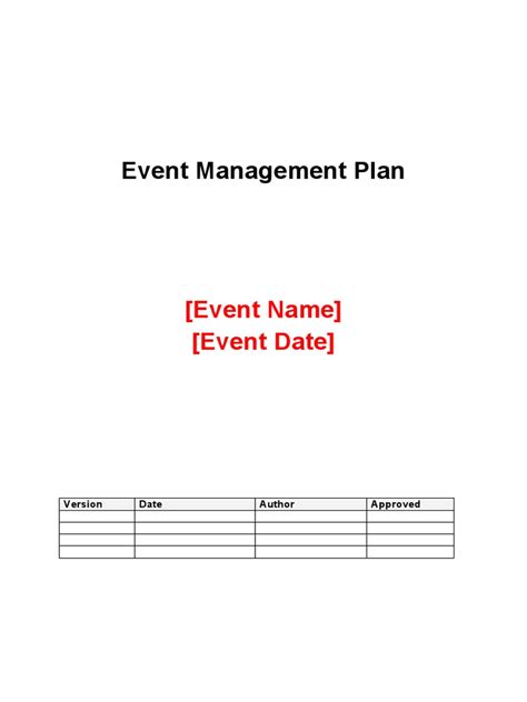 Event Management Plan Template | PDF | Emergency | Risk Assessment