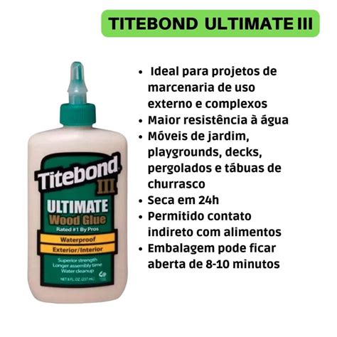 Cola Titebond Ultimate Iii Madeira Marcenaria Luthieria 263g