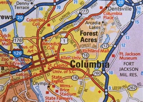 Map Image of Columbia, South Carolina Stock Photo - Image of colonial ...