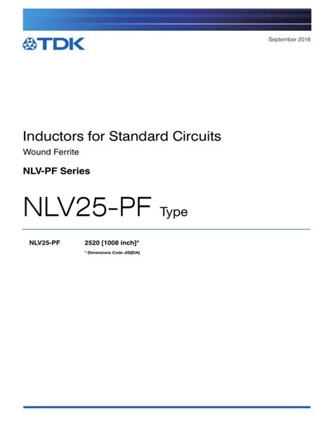 Nlv Pf Type Tdk Product Center