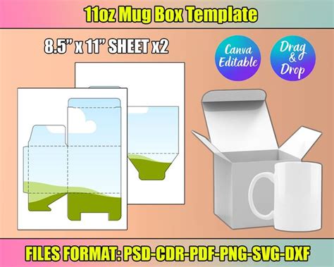 11 Oz Mug Box Template Mux Box Svg Cut Files 11oz Mug Gift Box Svg