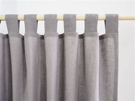 Gray Tab Top Window Curtain Panel Made of MEDIUM LINEN 160 - Etsy