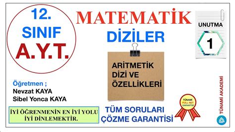 Sinif Ayt Matemat K D Z Ler Aritmetik Dizi Unutma