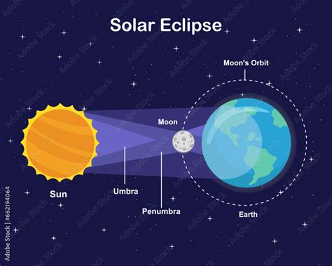 Diagram Showing Solar Eclipse Sun Earth And Moon Vector Infographic