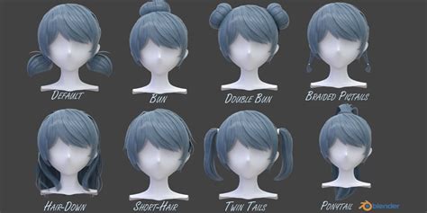 8 types of Anime Hairstyles-Hair Curves - Blender Market