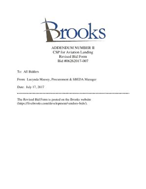 Fillable Online Addendum Number Ii Csp For Aviation Landing Revised Bid