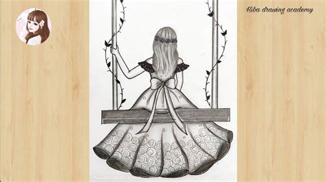 How To Draw A Girl Sitting On Swing Pencil Sketch Step By Step