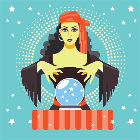 Fortune Teller With Crystal Ball 187343 Vector Art At Vecteezy