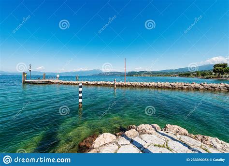 Ferry Boats Station In Cisano Village Lake Garda Bardolino Veneto