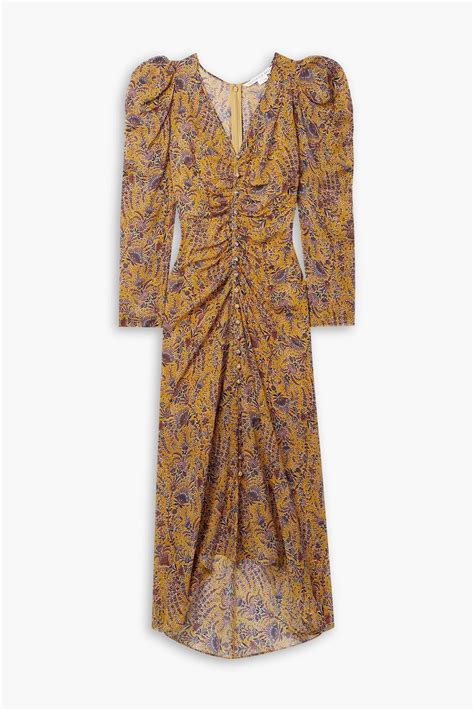 Veronica Beard Ferrara Ruched Printed Silk Crepe Maxi Dress The Outnet