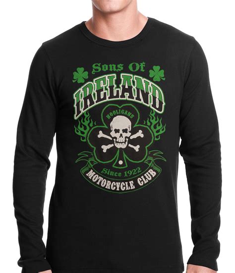 Sons of Ireland Shamrock Skull Biker Thermal Shirt – Bewild