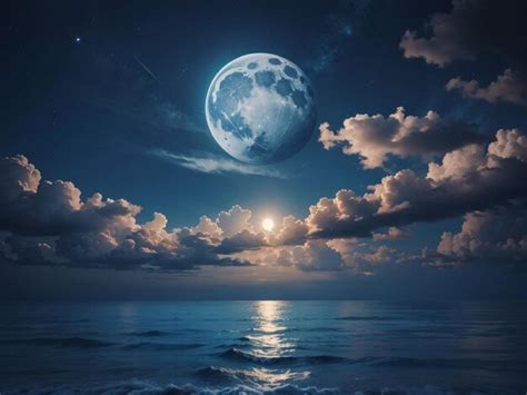 Premium AI Image | Night Sky with Moon and Clouds Over the Ocean