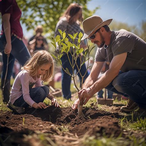 Premium Photo | Families Planting Trees in Their Neighborhood Park