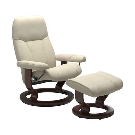 Stressless Sessel Consul Classic M Hocker Leder Batick Cream Holz