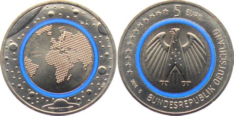 Deutschland Brd Euro G Planet Erde Mit Blauem Polymerring