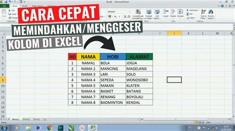 Cara Cepat Memindahkan Kolom Pada Tabel Microsoft Excel YouTube