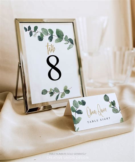 Eucalyptus Place Card Template Wedding Place Cards Printable Etsy