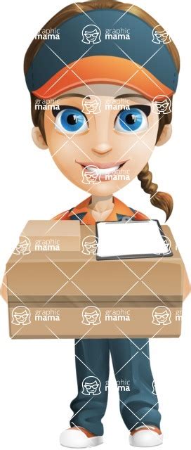 Female Delivery Service Worker Cartoon Vector Character Box Delivery