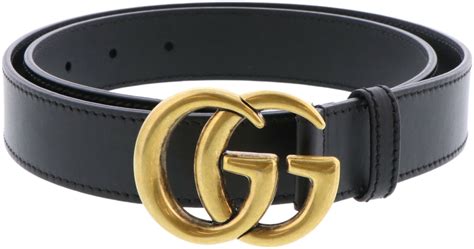 Gucci - Gucci Women's Black Leather Belt With Double G Buckle - 30 ...