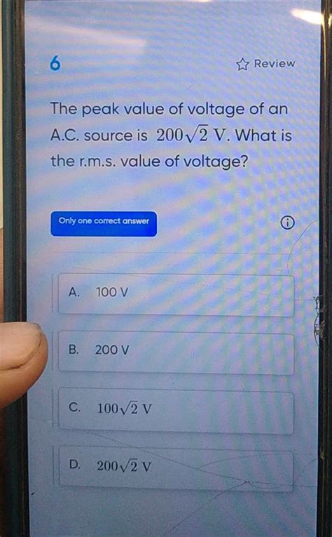 Review The Peak Value Of Voltage Of An Ac Studyx