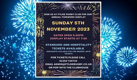 Fylde Rugby Club Fireworks Display Sunday Th November Lytham St