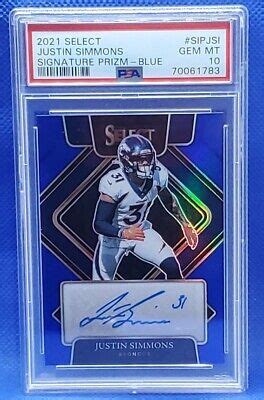 2021 Panini Select Justin Simmons 99 Blue Signature Prizm SIP JSI PSA