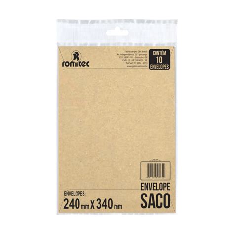 Envelope Saco Kraft Natural G X Kn R Romitec Cx Un