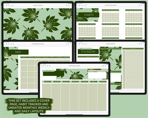 Digital Leaf Planner Pages Goodnotes Optimized Undated Individual