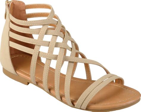 Women S Journee Collection Hanni Flat Strappy Sandal Nude Faux Leather W Walmart