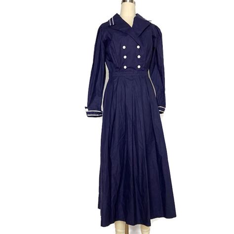 1970 S Navy White Sailor Style Dress By Silver Fern Gem