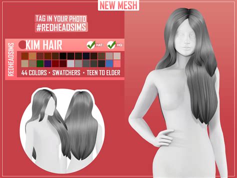 Redhead Sims Cc Kim Hair Sims Hair The Sims 4 Skin