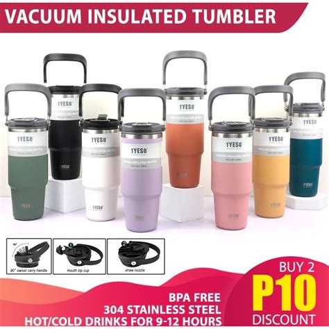 Original Tyeso Vacuum Insulated Tumbler Hot Cold Thermoflask Stainless Steel Water Bottle
