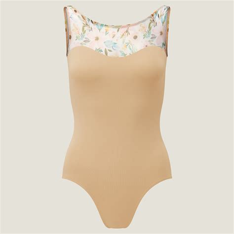 Lilac Fairy Leotard Nude Pastel Floral Mesh Capsuleballet