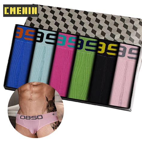 Ropa interior cómoda para hombre suspensorio de algodón bragas Sexy Gay Cueca 6 piezas
