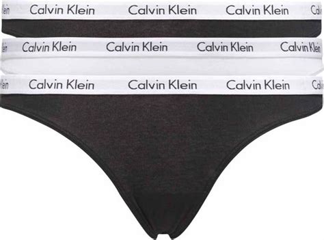 Calvin Klein 3 Pack String Dames Zwart Wit Maat Xs Bol