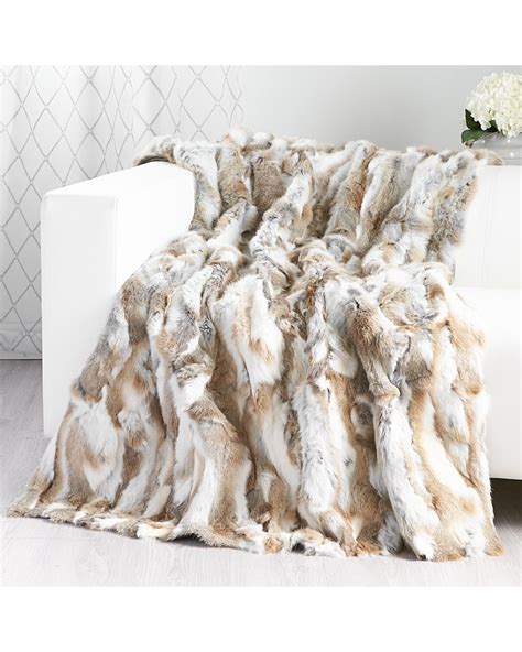 Brown Rabbit Fur Blanket for Luxurious Home or Cabin Decor at FurSource.com