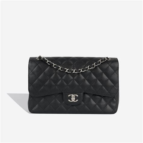 Chanel Classic Flap Bag Jumbo Black Caviar Shw Pre Loved