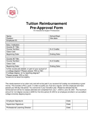 Fillable Online Sample Tuition Reimbursement Request Form The