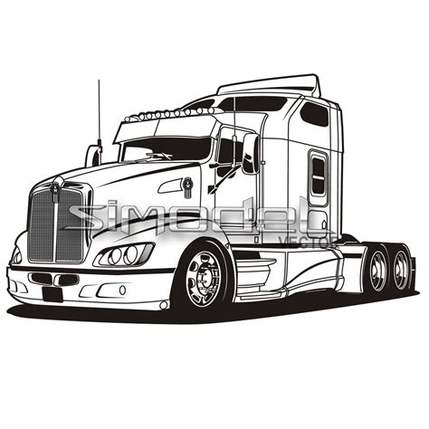 Semi Truck T 660 Svg Eps Png Dxf Ai Shadow Outline Files