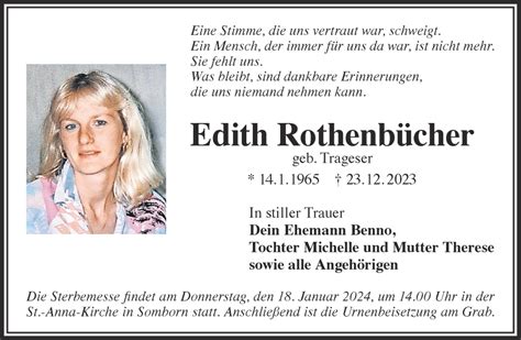 Traueranzeigen von Edith Rothenbücher trauer gnz de