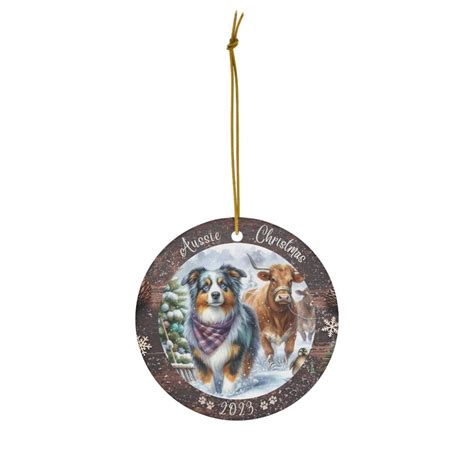 Ceramic Ornament Aussie Lovers Australian Shepherd Christmas Ornament May Be Personalized