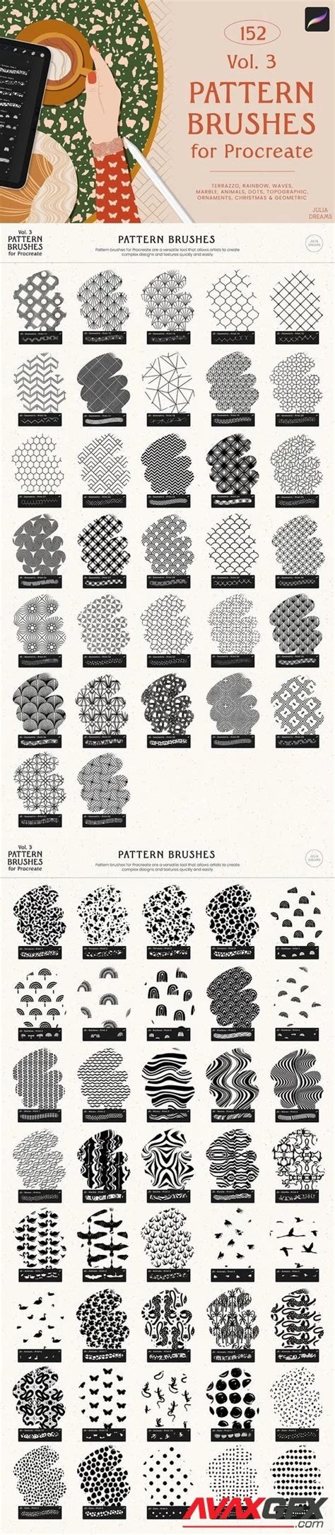 Pattern Brushes for Procreate Vol 3 by avxgfx on DeviantArt