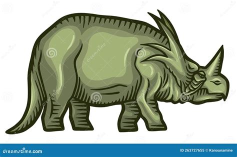 Styracosaurus Dinosaur Hand Drawn Vector Illustration Stock