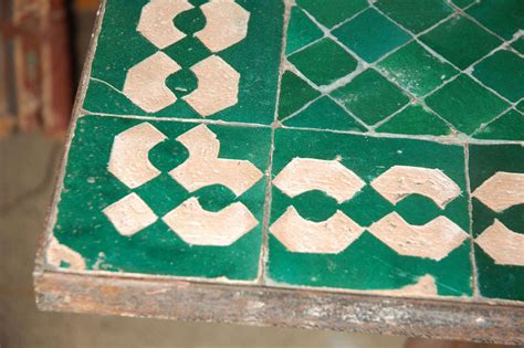 Moroccan Vintage Mosaic Green Tile Dining Table At 1stdibs Moroccan