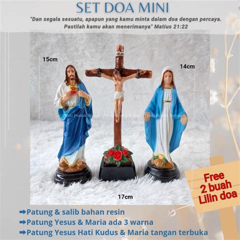 Jual Set Doa Katolik Mini Lengkap Patung Bunda Maria Mini Salib Meja