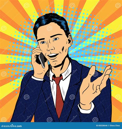 Pop Art Man Talking On The Phone Stock Vector Illustration Of Call